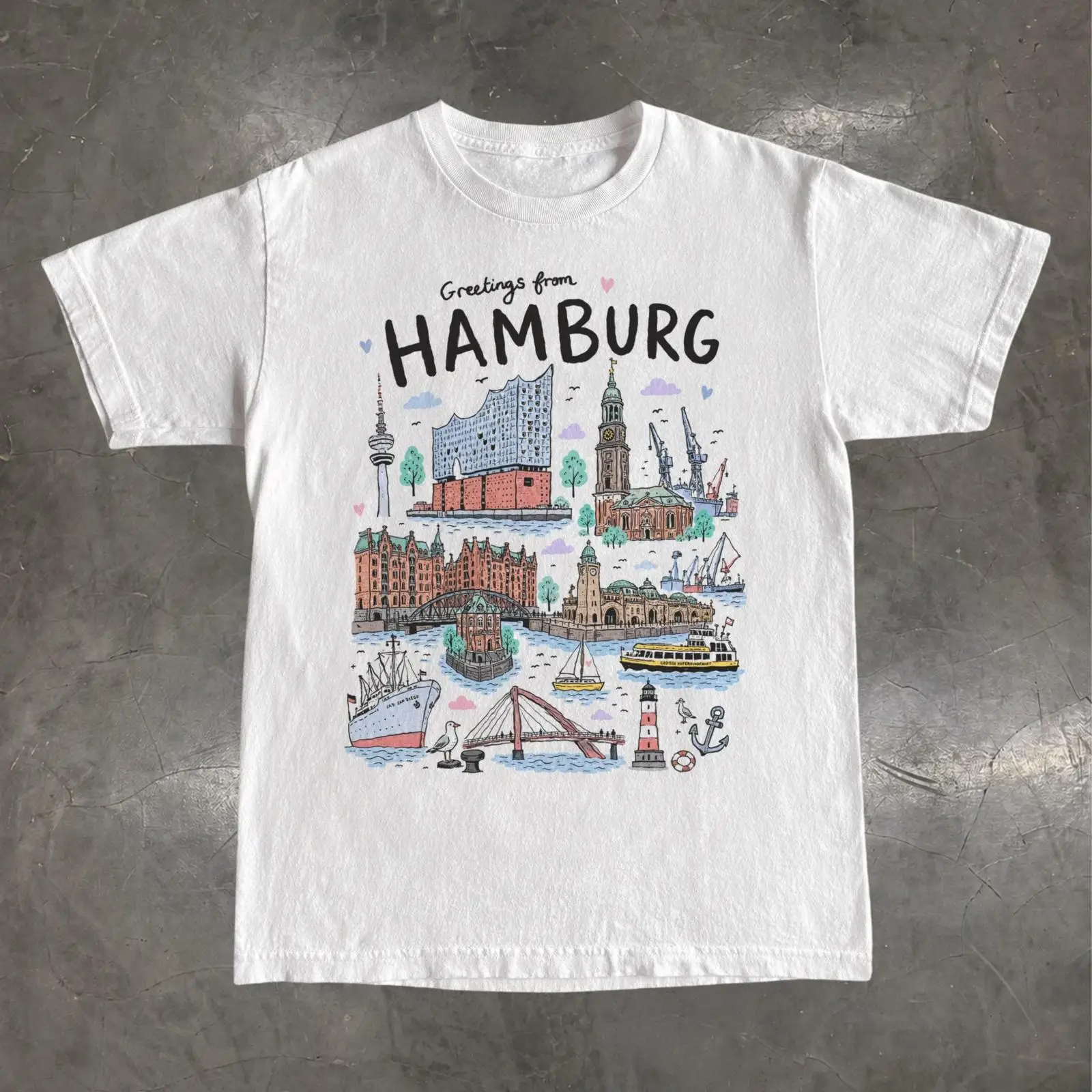 Vintage Fashion Hamburg - Camiseta Hamburg Alemanha Elbphilharmonie Harbor Souvenir